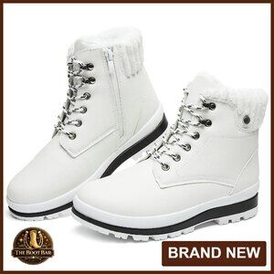 Women's Waterproof Ankle Boots with Fur Lining and Side Zipper